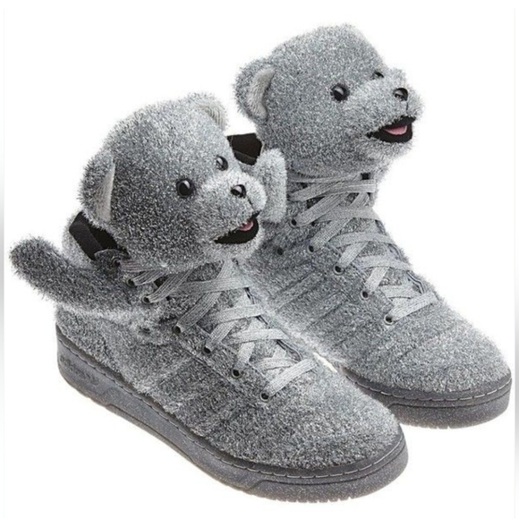 adidas gazelle silver green womens JEREMY SCOTT x ADIDAS Size 11 Tinsel Gold Metallic High Top Bear Sneakers